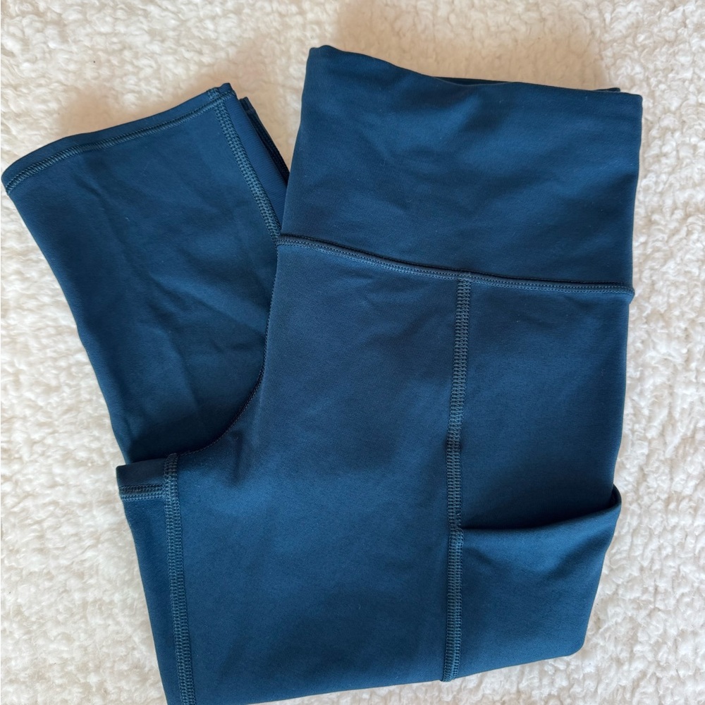 Athleta‎ Blue Crop Leggings High Rise Zip Pocket Size Small